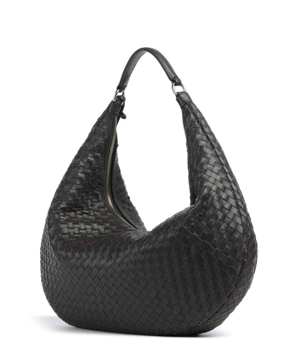 Piuma Nana Beuteltasche fein genarbtes Leder dunkelbraun