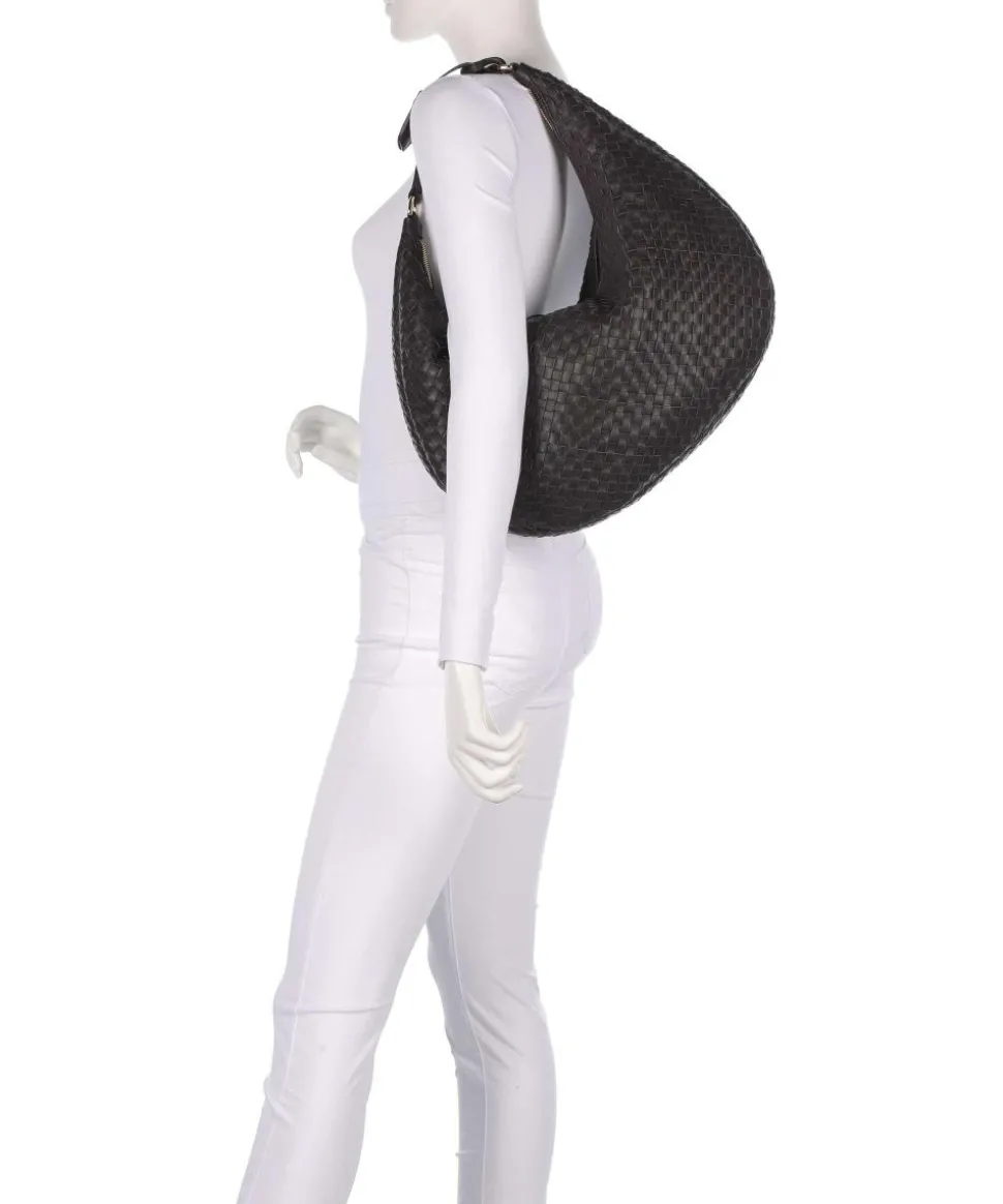 Piuma Nana Beuteltasche fein genarbtes Leder dunkelbraun