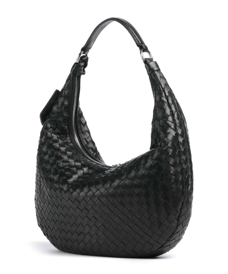 Piuma Nana Small Beuteltasche fein genarbtes Leder schwarz