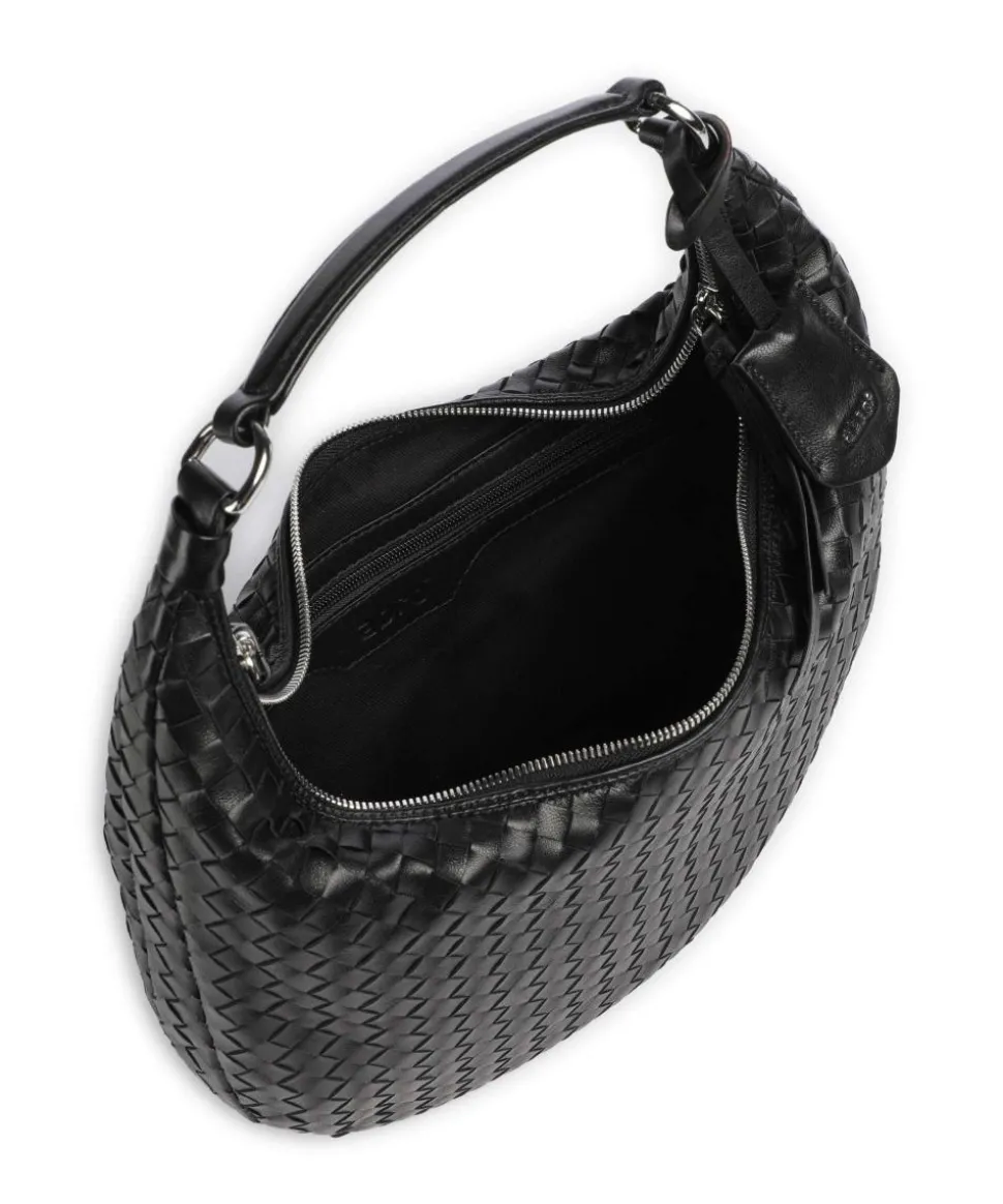 Piuma Nana Small Beuteltasche fein genarbtes Leder schwarz