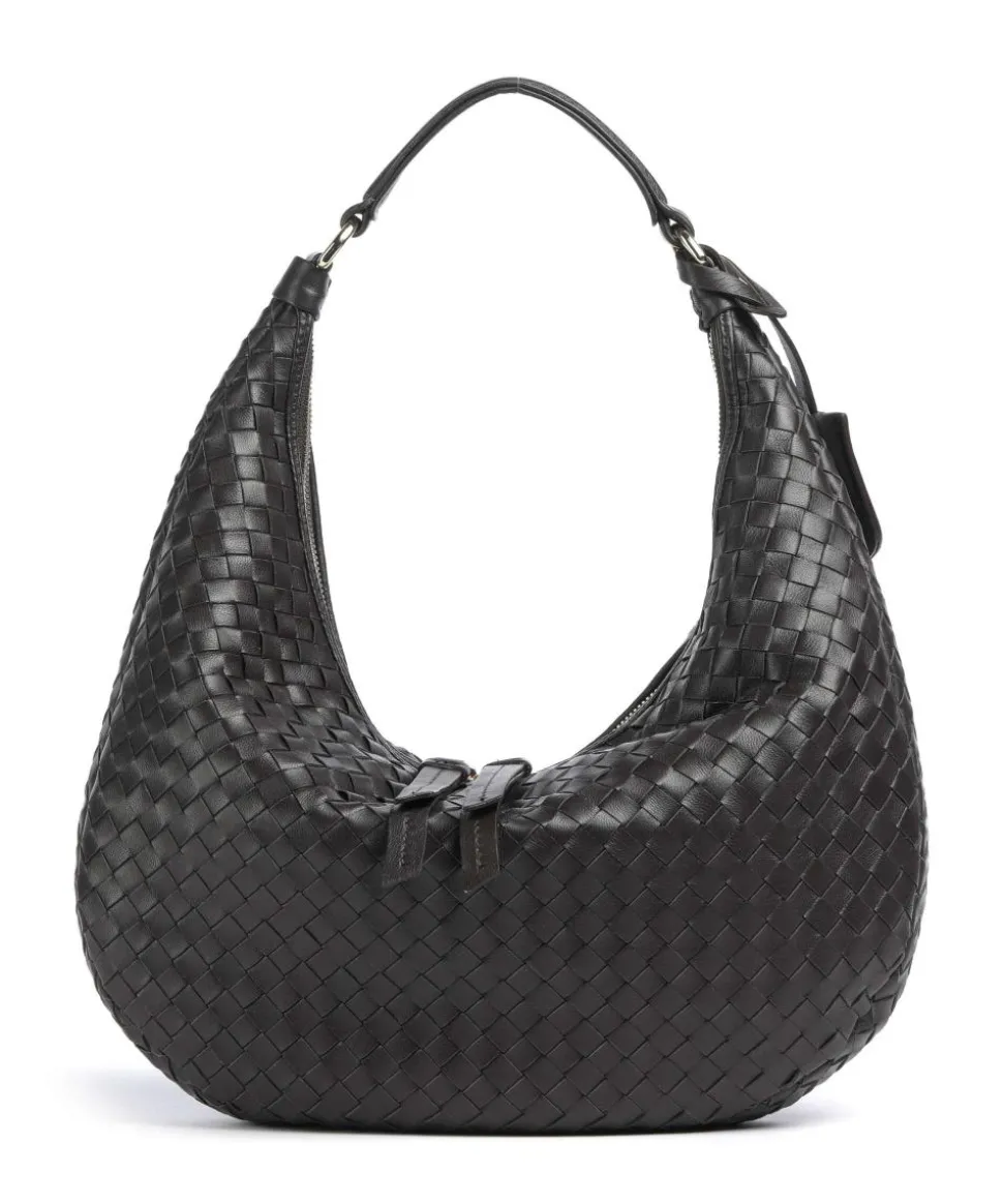 Piuma Nana Small Beuteltasche fein genarbtes Leder dunkelbraun