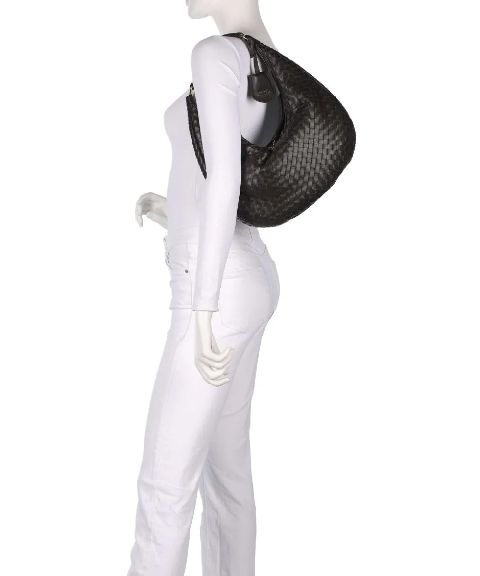 Piuma Nana Small Beuteltasche fein genarbtes Leder dunkelbraun