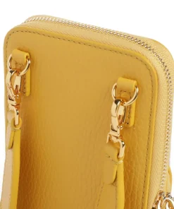 Pixie Handytasche genarbtes Rindsleder senfgelb