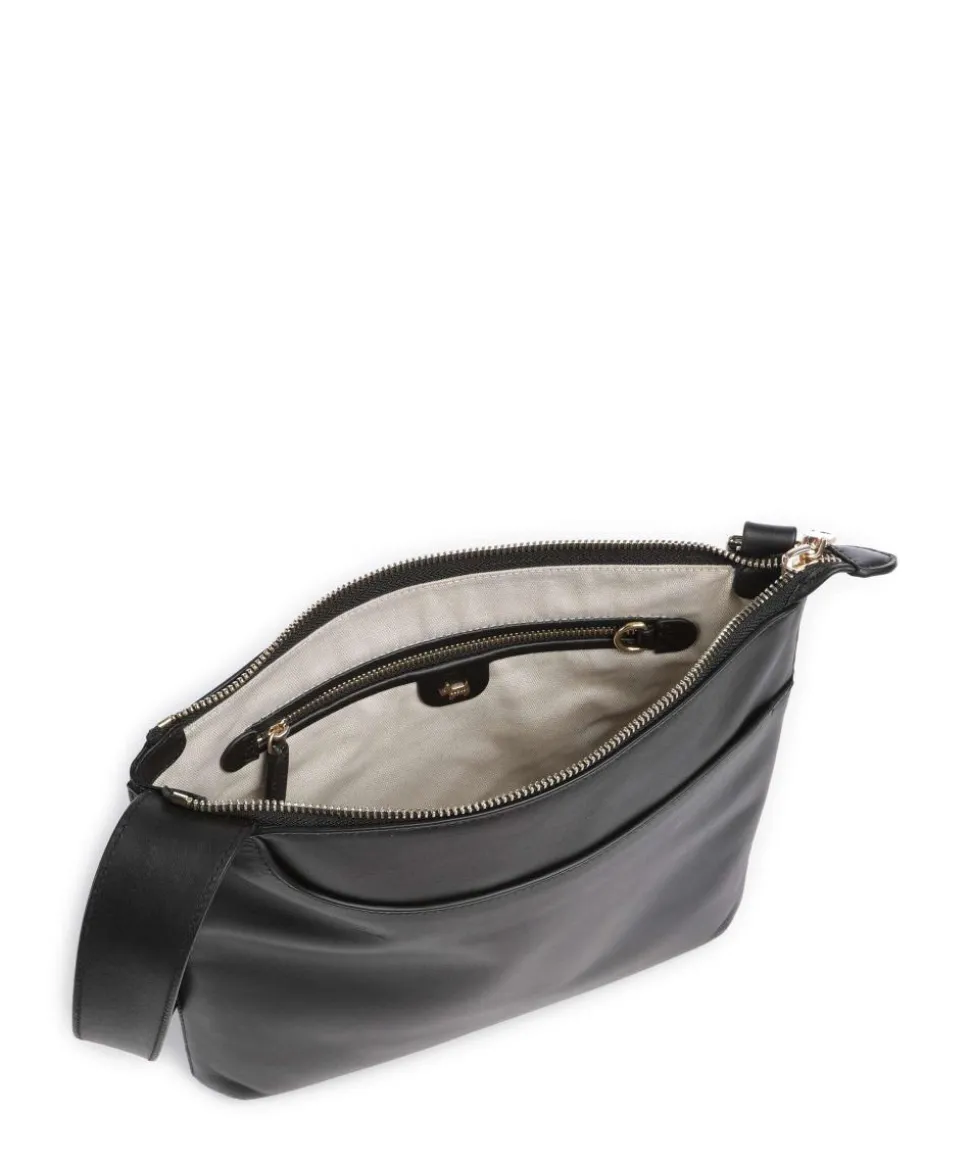 Pockets Large Umhängetasche fein genarbtes Leder schwarz