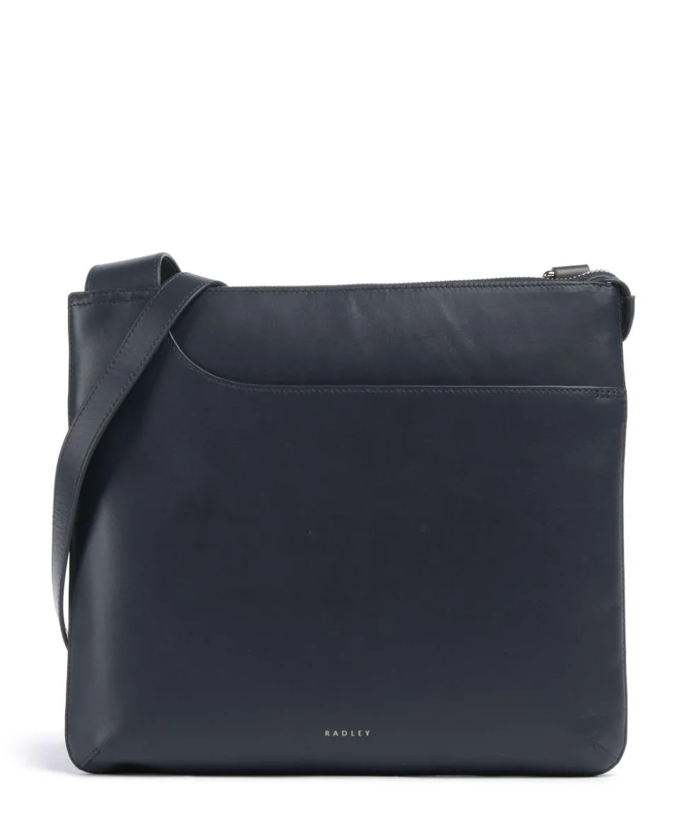 Pockets Large Umhängetasche fein genarbtes Leder dunkelblau