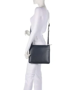 Pockets Large Umhängetasche fein genarbtes Leder dunkelblau