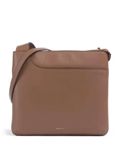 Pockets Large Umhängetasche fein genarbtes Leder braun