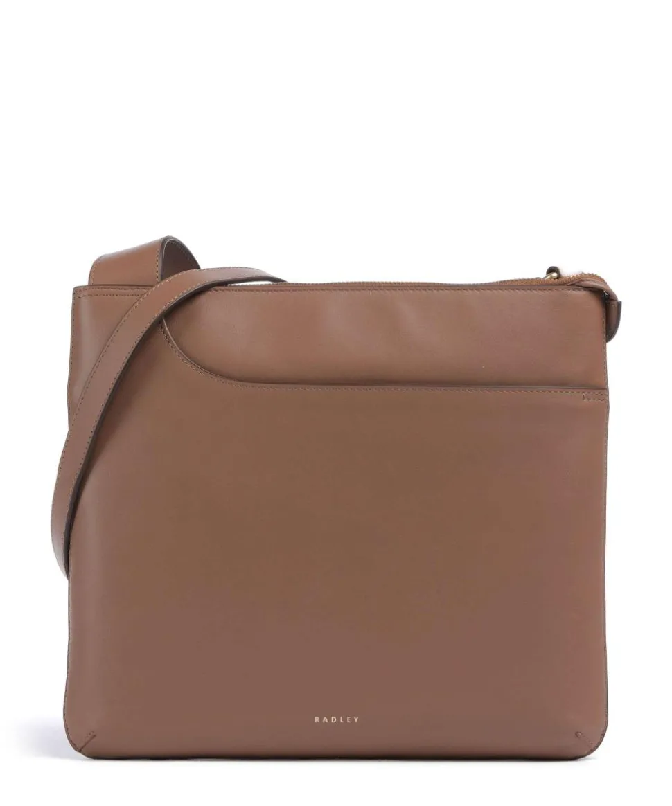 Pockets Large Umhängetasche fein genarbtes Leder braun