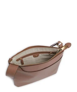 Pockets Large Umhängetasche fein genarbtes Leder braun