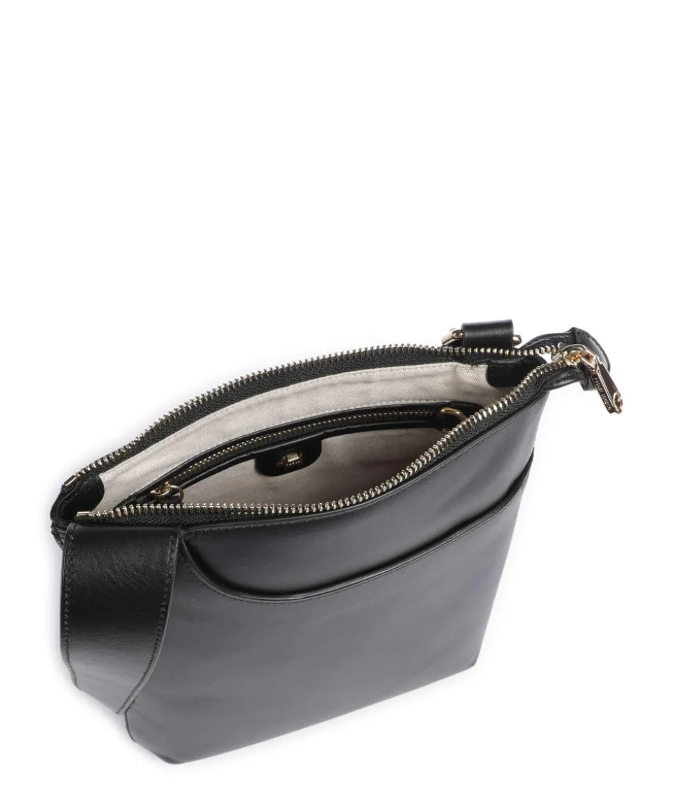 Pockets Small Umhängetasche fein genarbtes Rindsleder schwarz