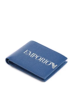 Pop Geldbörse genarbtes Rindsleder blau