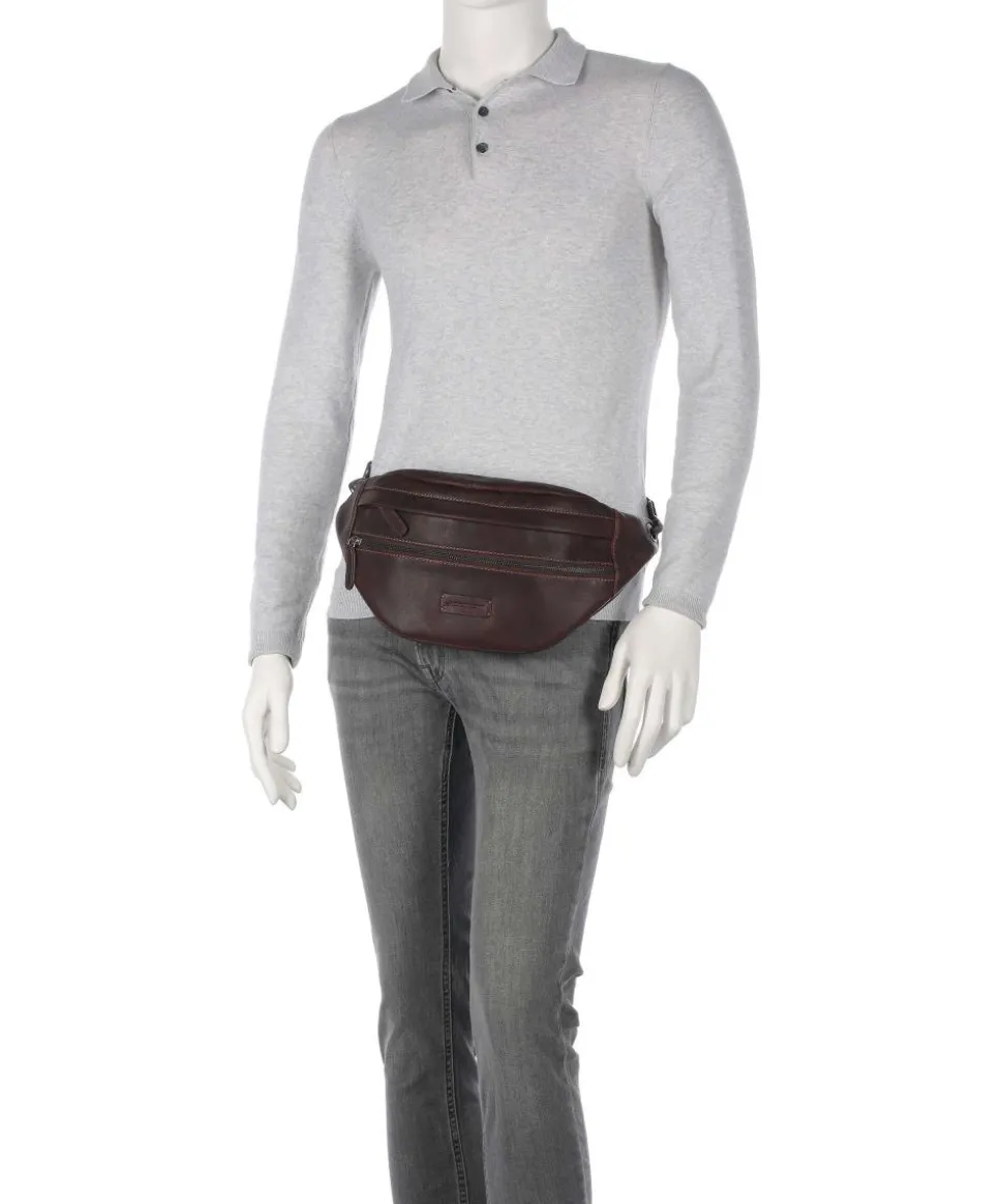 Porto 1 Gürteltasche genarbtes Leder dunkelbraun