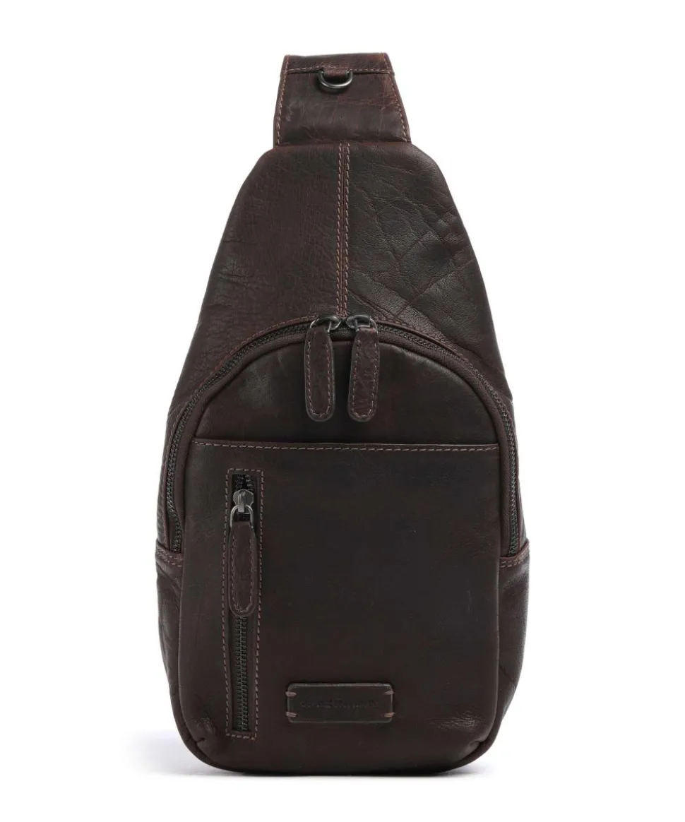 Porto 13 Slingbag genarbtes Leder dunkelbraun