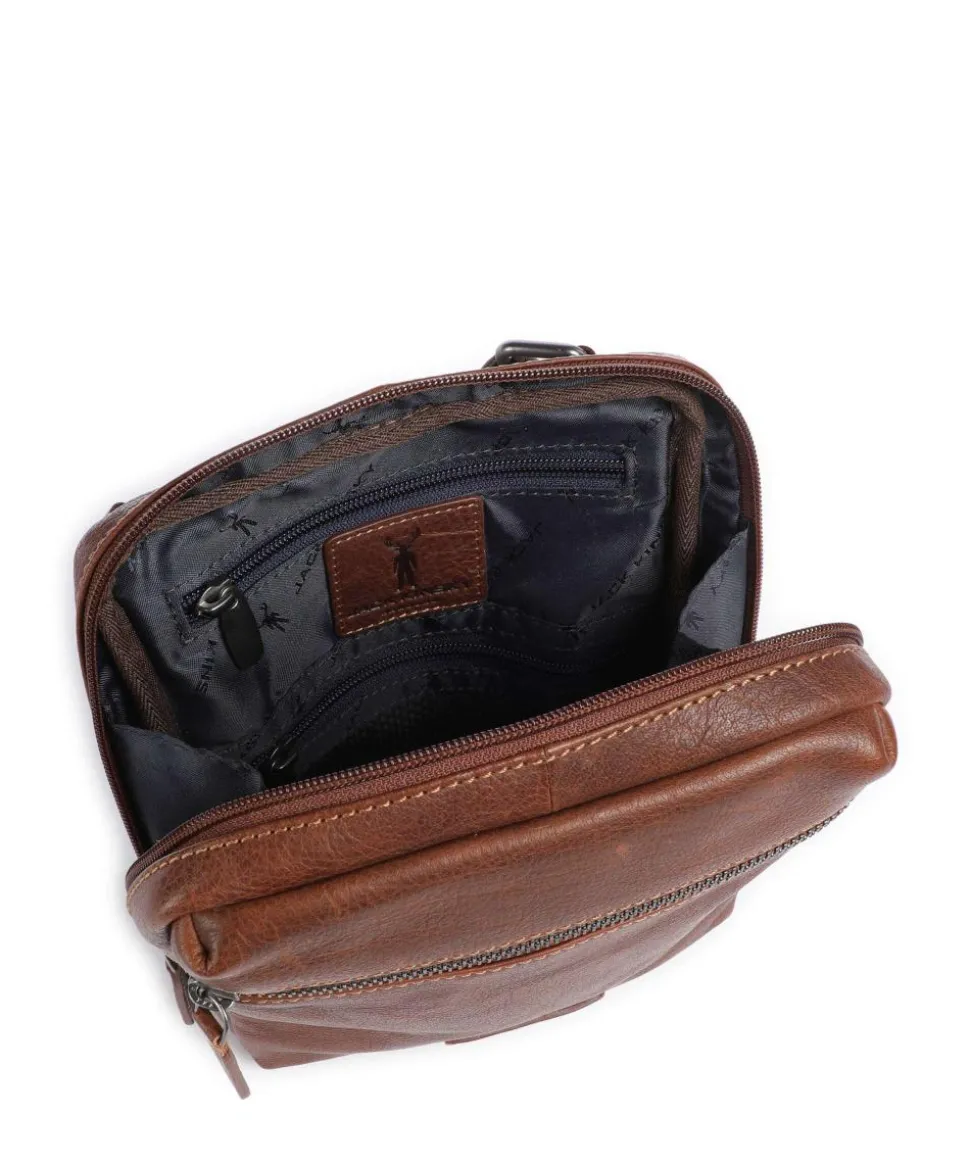 Porto 9 Umhängetasche fein genarbtes Leder cognac