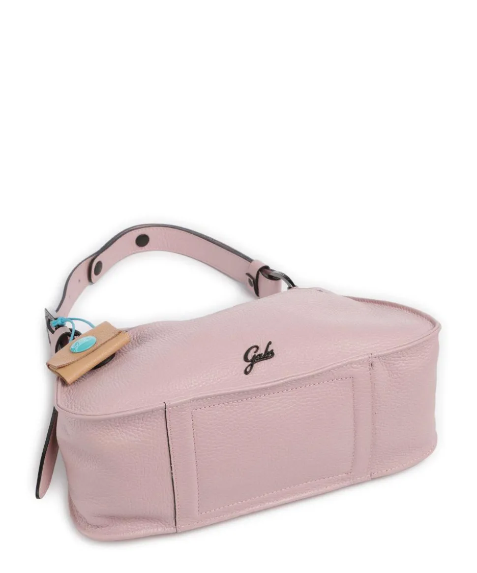 Porto Rico Gala Schultertasche genarbtes Kalbsleder grau/rosa