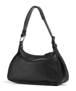 Porto Rico Gala Schultertasche genarbtes Kalbsleder schwarz