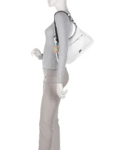 Porto Rico Gala Schultertasche genarbtes Kalbsleder weiß