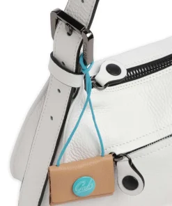 Porto Rico Gala Schultertasche genarbtes Kalbsleder weiß