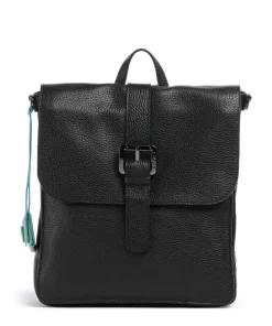 Porto Rico Nita Rucksack-Tasche genarbtes Kalbsleder schwarz