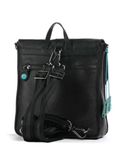 Porto Rico Nita Rucksack-Tasche genarbtes Kalbsleder schwarz