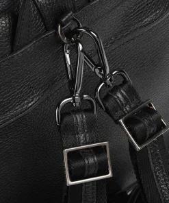 Porto Rico Nita Rucksack-Tasche genarbtes Kalbsleder schwarz