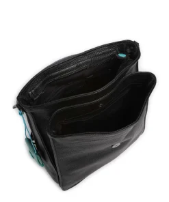 Porto Rico Nita Rucksack-Tasche genarbtes Kalbsleder schwarz