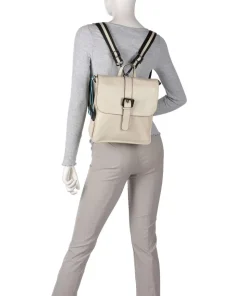 Porto Rico Nita Rucksack-Tasche genarbtes Kalbsleder elfenbein