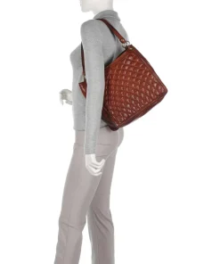 Prestige Beuteltasche genarbtes Rindsleder braun