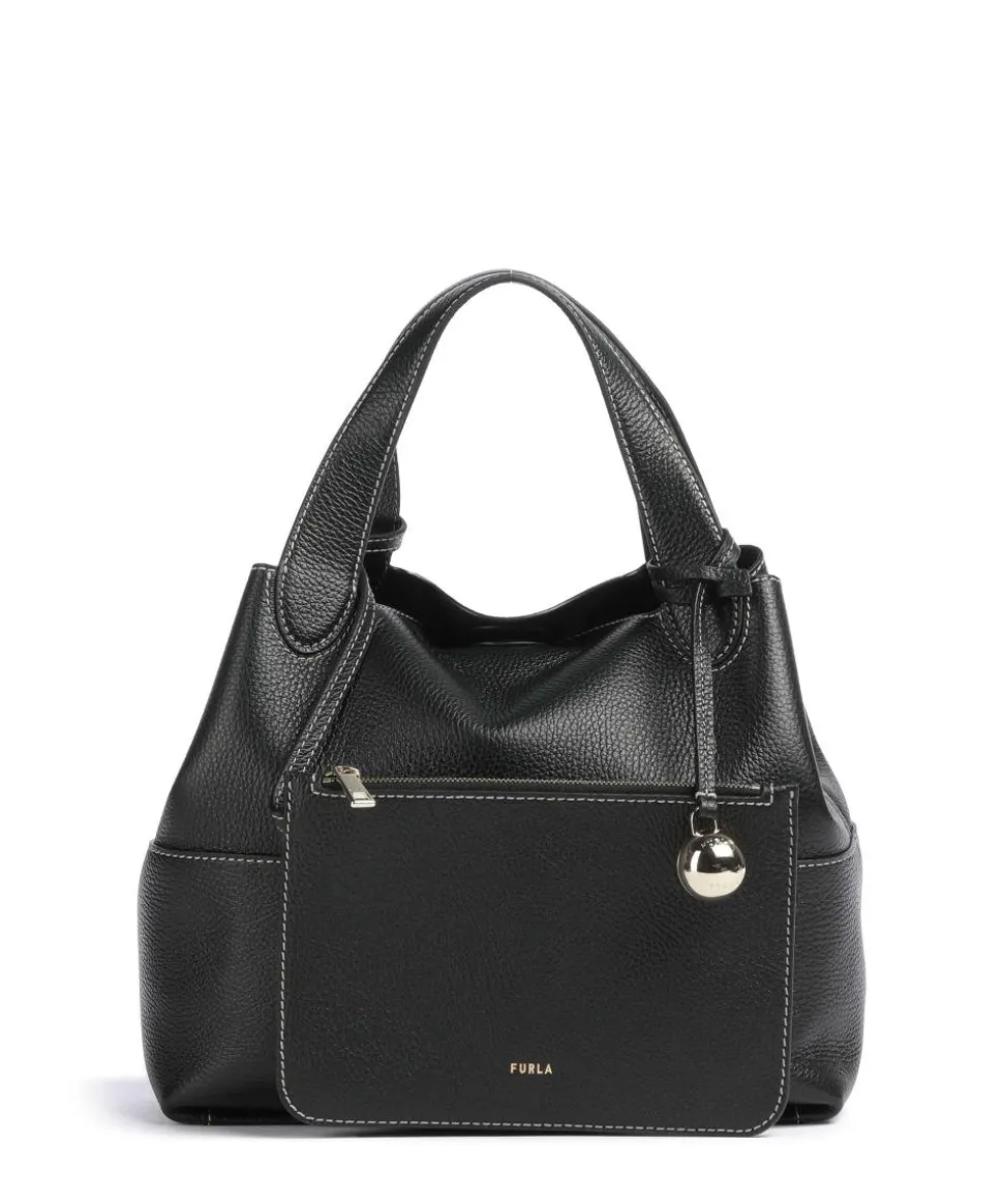 Primrose M Handtasche genarbtes Leder schwarz