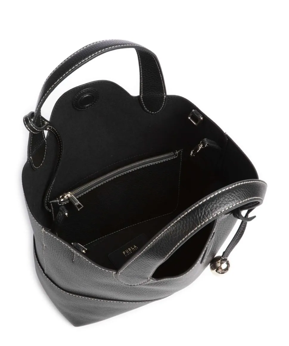 Primrose M Handtasche genarbtes Leder schwarz