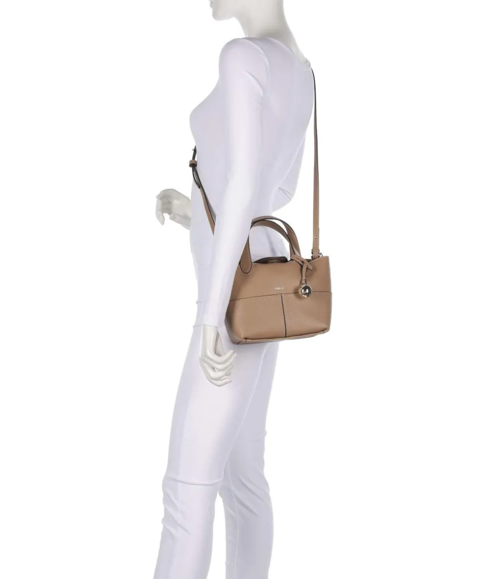 Primrose Mini Umhängetasche genarbtes Leder hellbraun