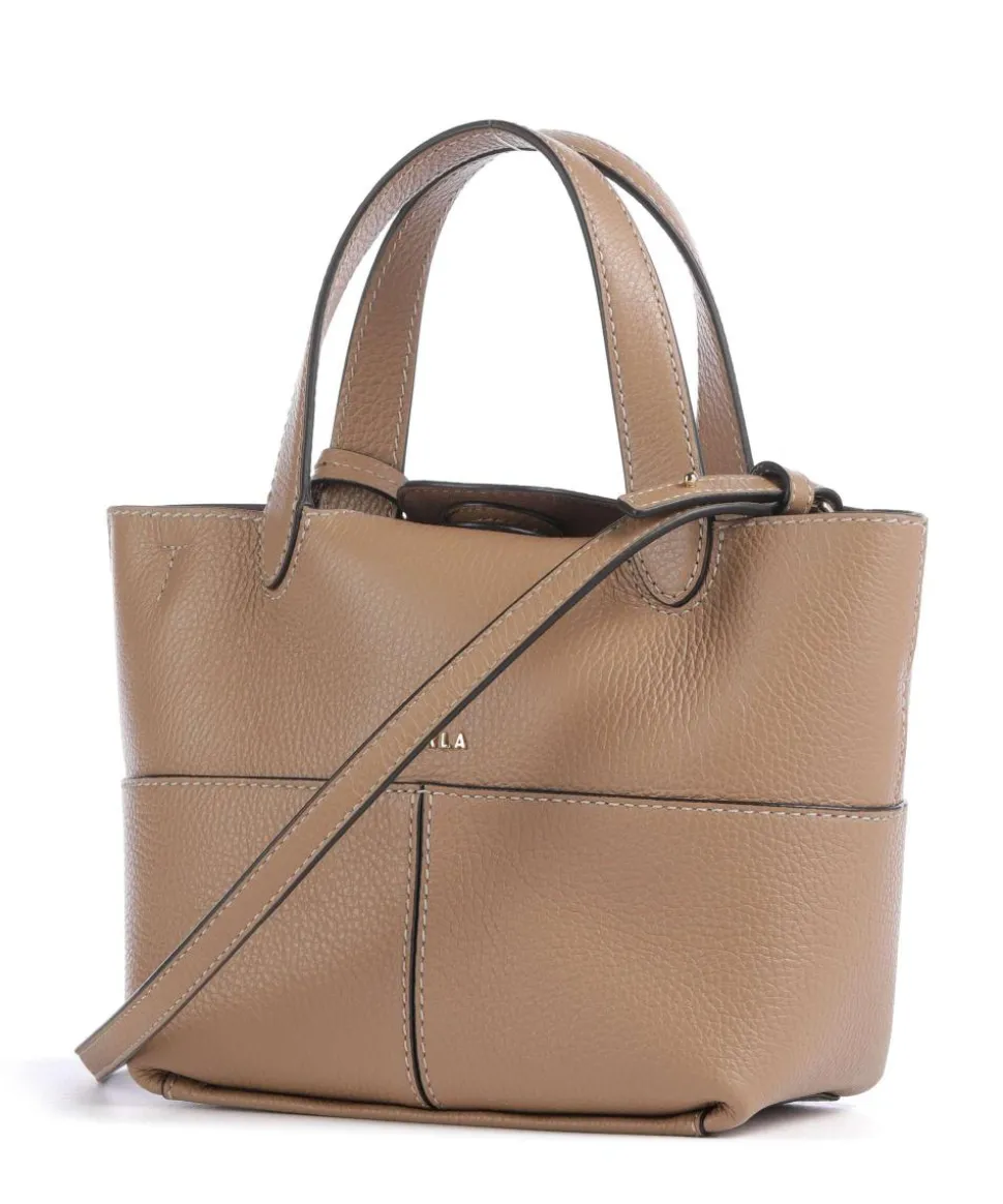 Primrose Mini Umhängetasche genarbtes Leder hellbraun