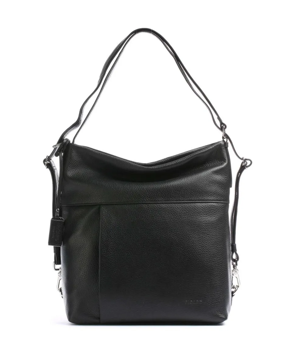 Pure Rucksack-Tasche genarbtes Rindsleder schwarz