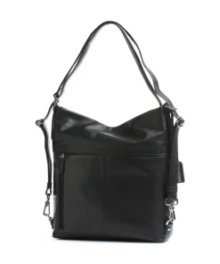 Pure Rucksack-Tasche genarbtes Rindsleder schwarz