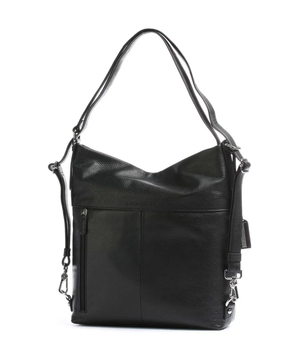 Pure Rucksack-Tasche genarbtes Rindsleder schwarz