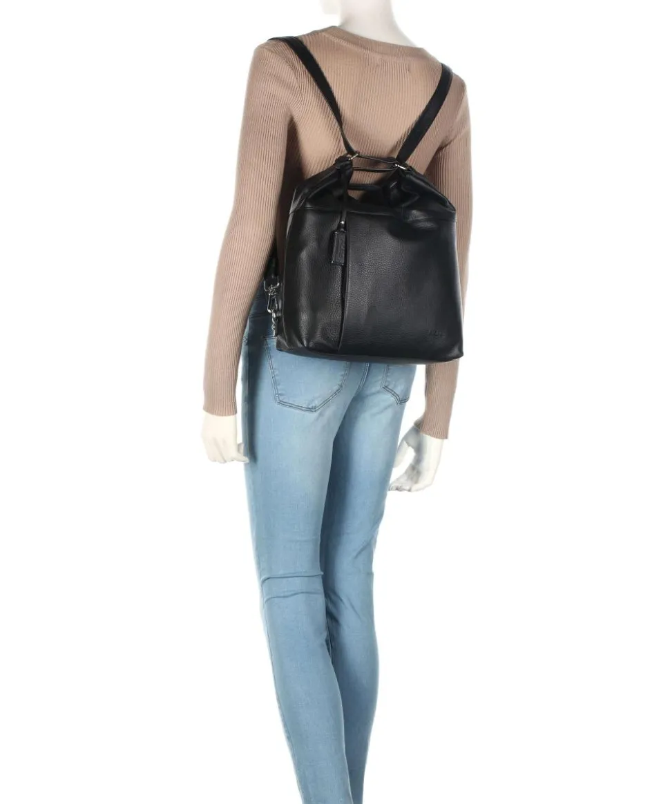 Pure Rucksack-Tasche genarbtes Rindsleder schwarz