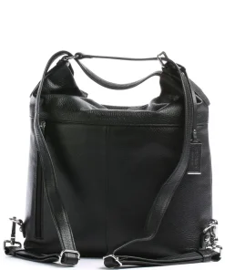 Pure Rucksack-Tasche genarbtes Rindsleder schwarz