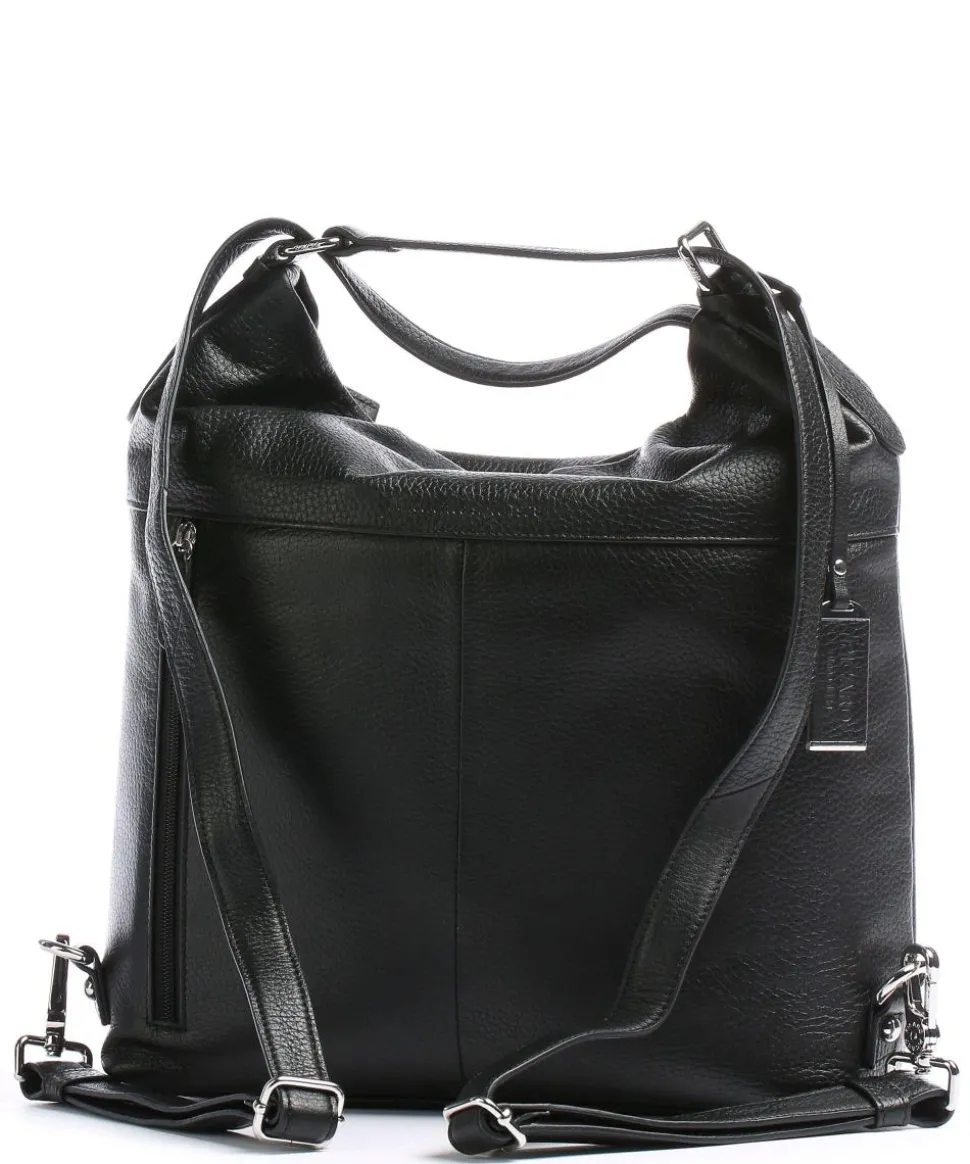 Pure Rucksack-Tasche genarbtes Rindsleder schwarz