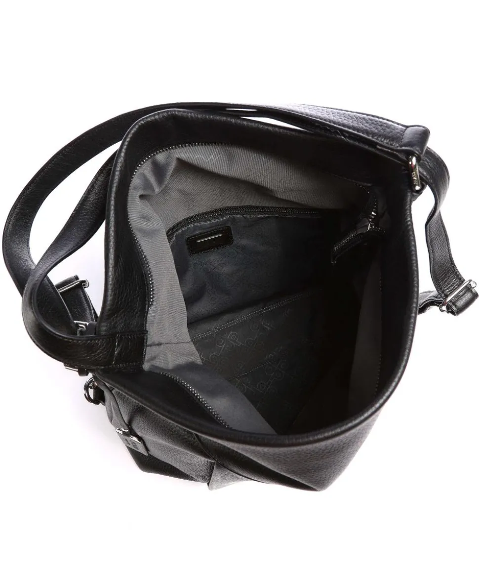 Pure Rucksack-Tasche genarbtes Rindsleder schwarz