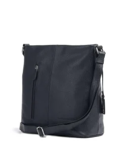 Pure Schultertasche genarbtes Rindsleder navy