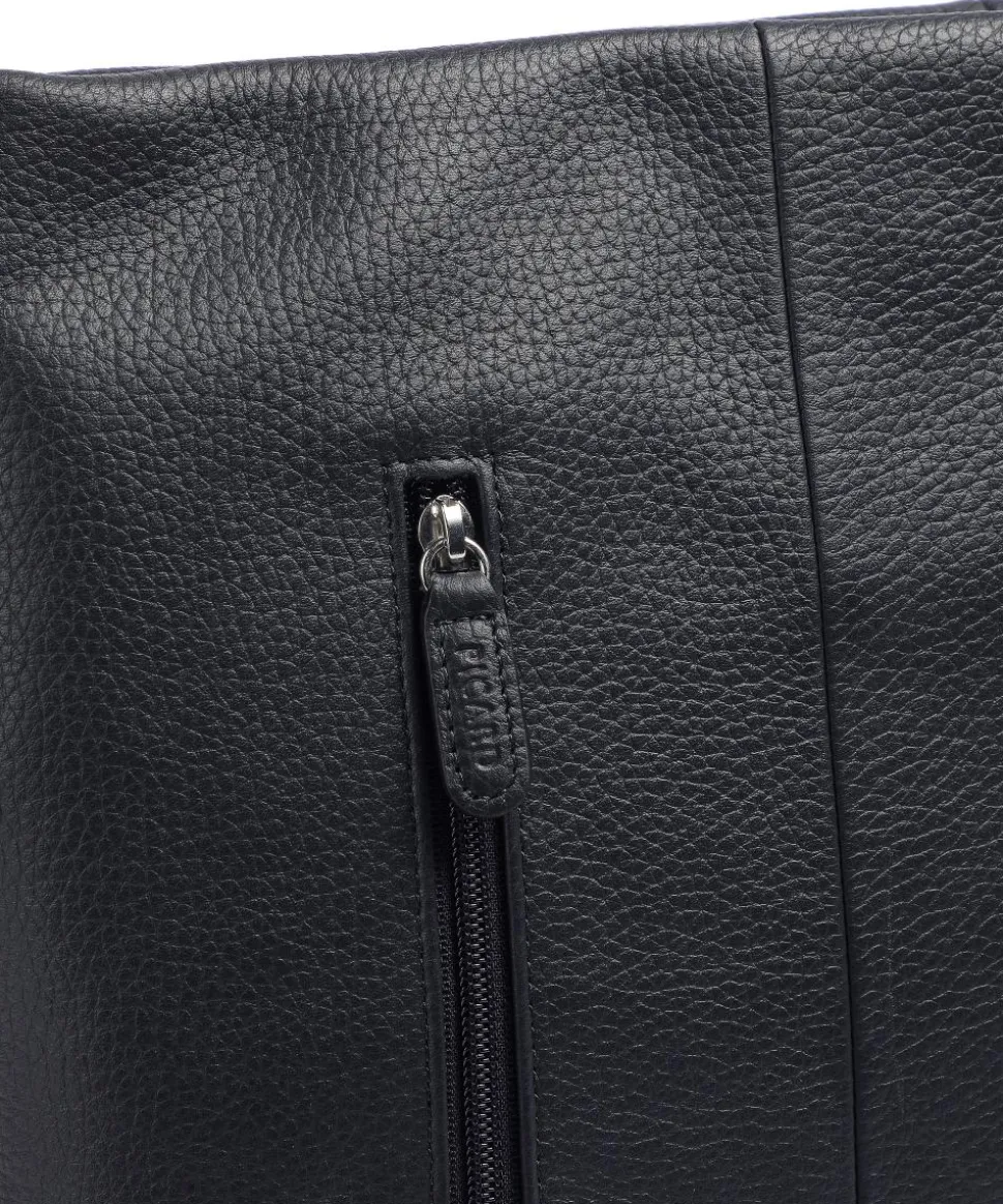 Pure Schultertasche genarbtes Rindsleder navy