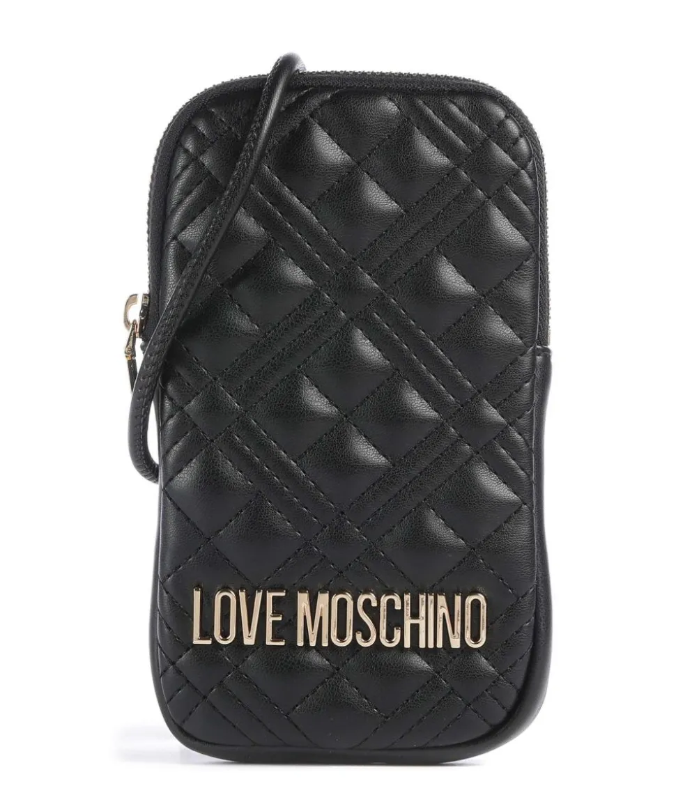 Quilted Handytasche Lederimitat schwarz