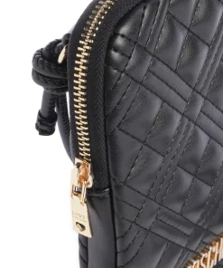 Quilted Handytasche Lederimitat schwarz