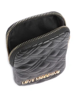 Quilted Handytasche Lederimitat schwarz