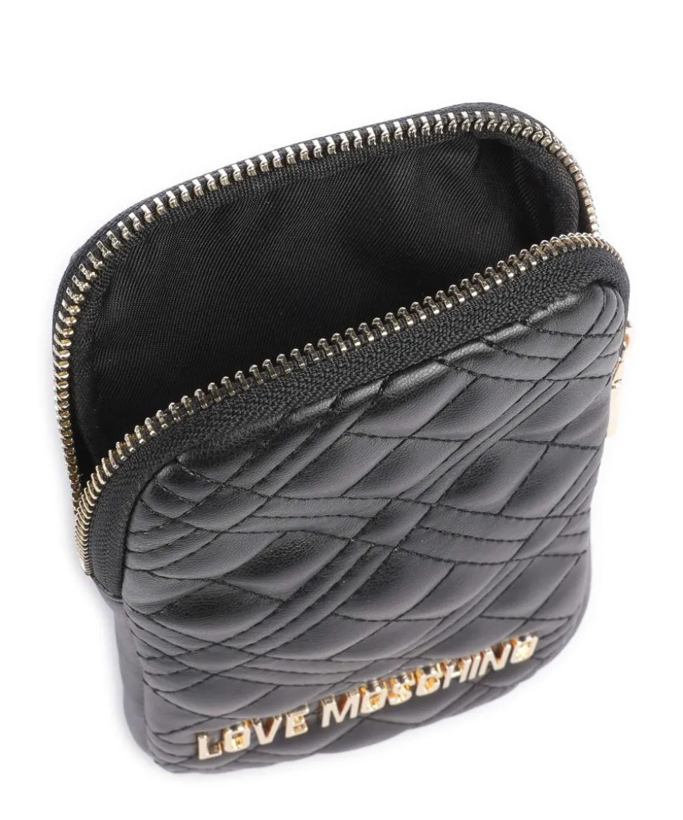 Quilted Handytasche Lederimitat schwarz