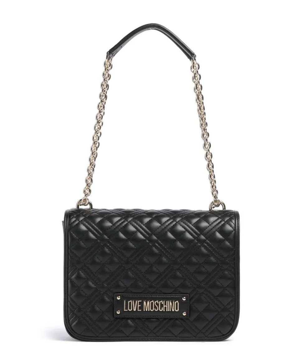 Quilted Laminated Schultertasche Lederimitat schwarz