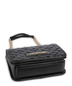 Quilted Laminated Schultertasche Lederimitat schwarz