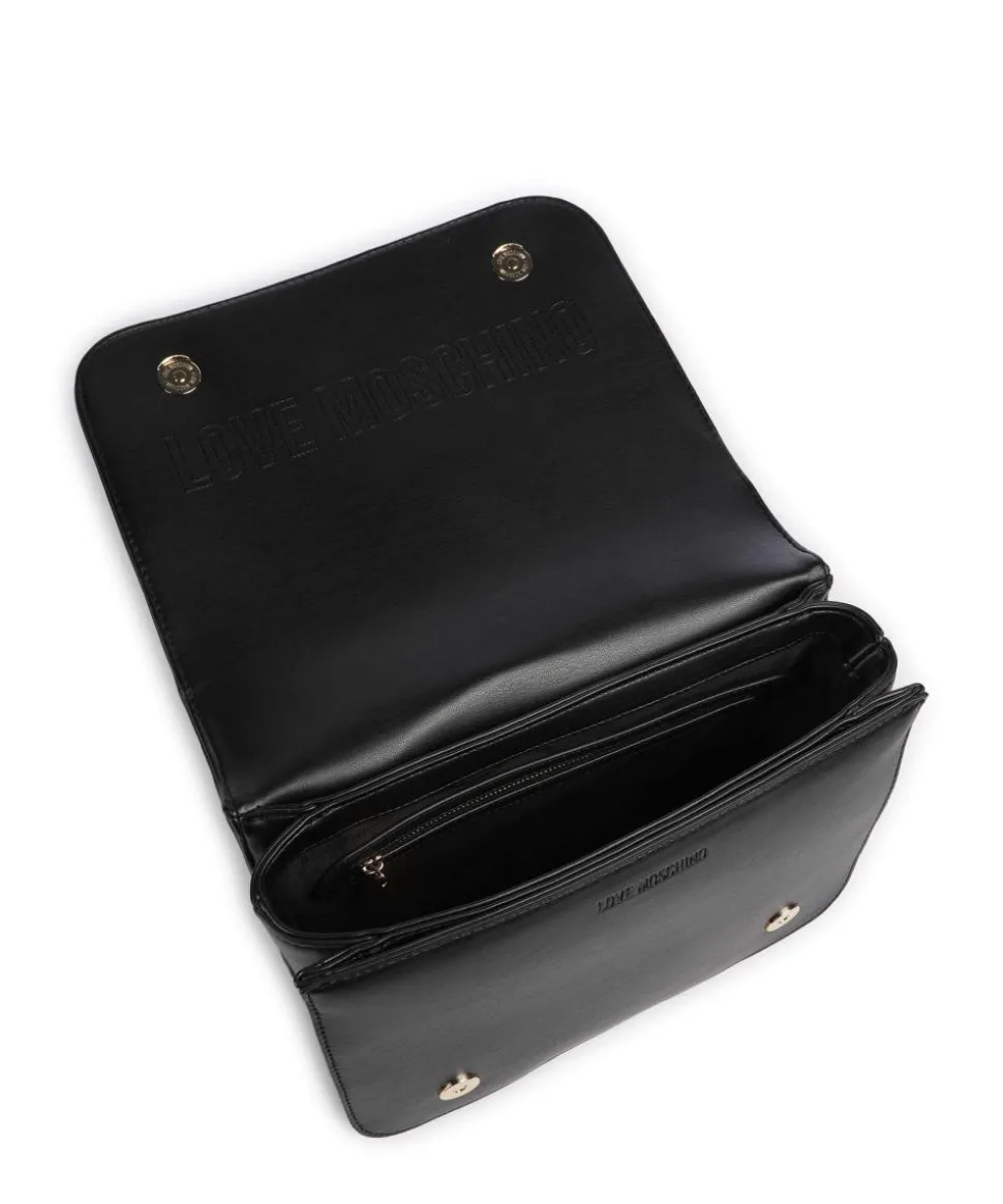 Quilted Laminated Schultertasche Lederimitat schwarz