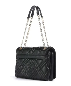 Quilted Schultertasche Lederimitat schwarz