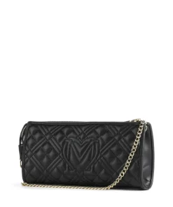 Quilted Schultertasche Lederimitat schwarz